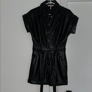 Black Faux Leather Romper